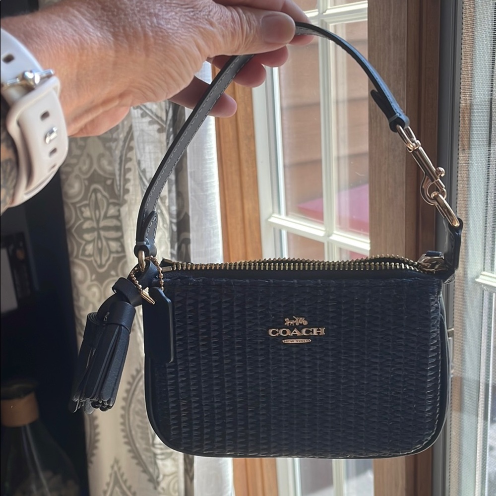 Coach Midnight Navy Clutch with Gold Hardware